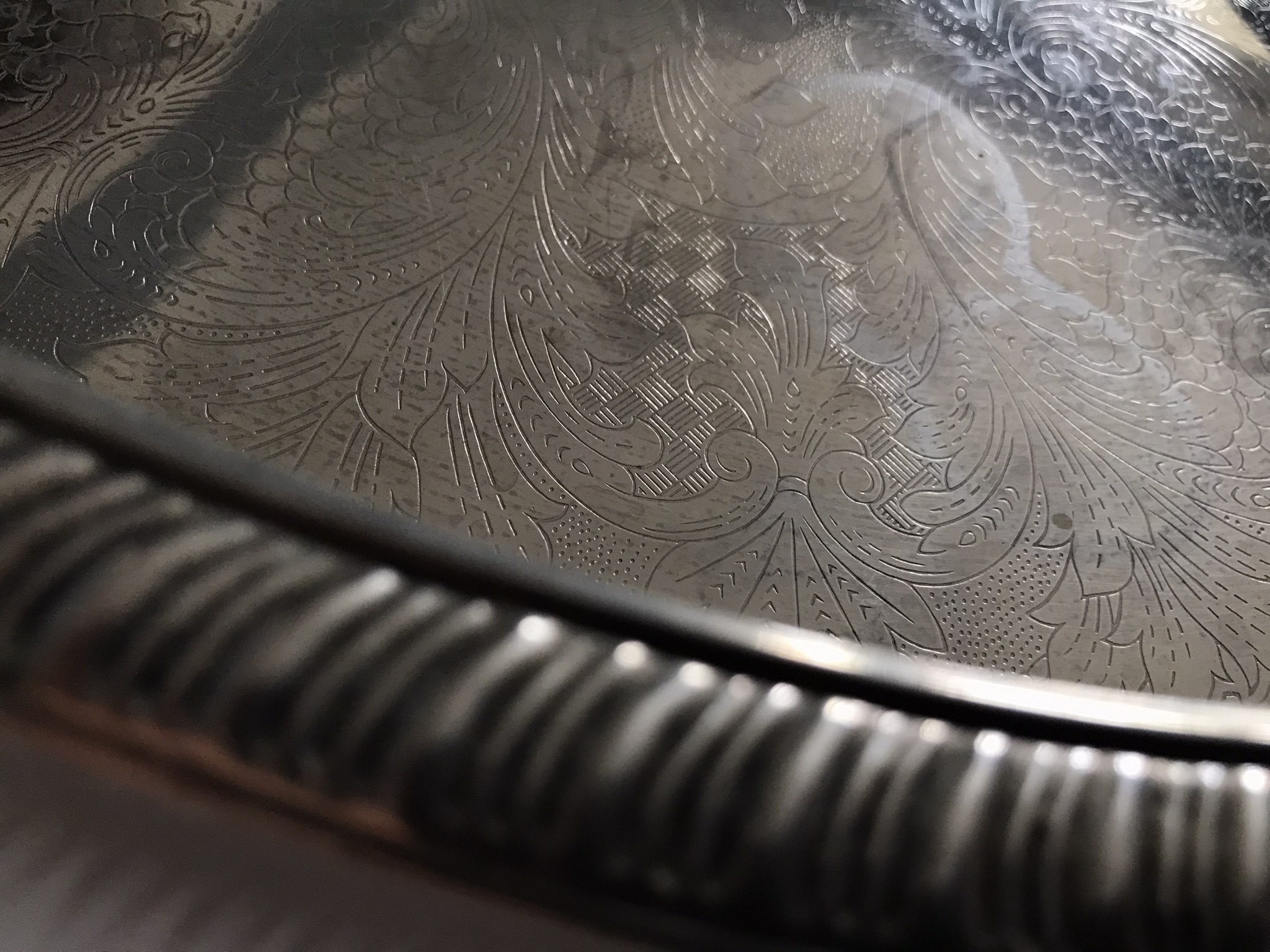 Áttört, ovális fémtálca (48 x 29 cm) - Image 8