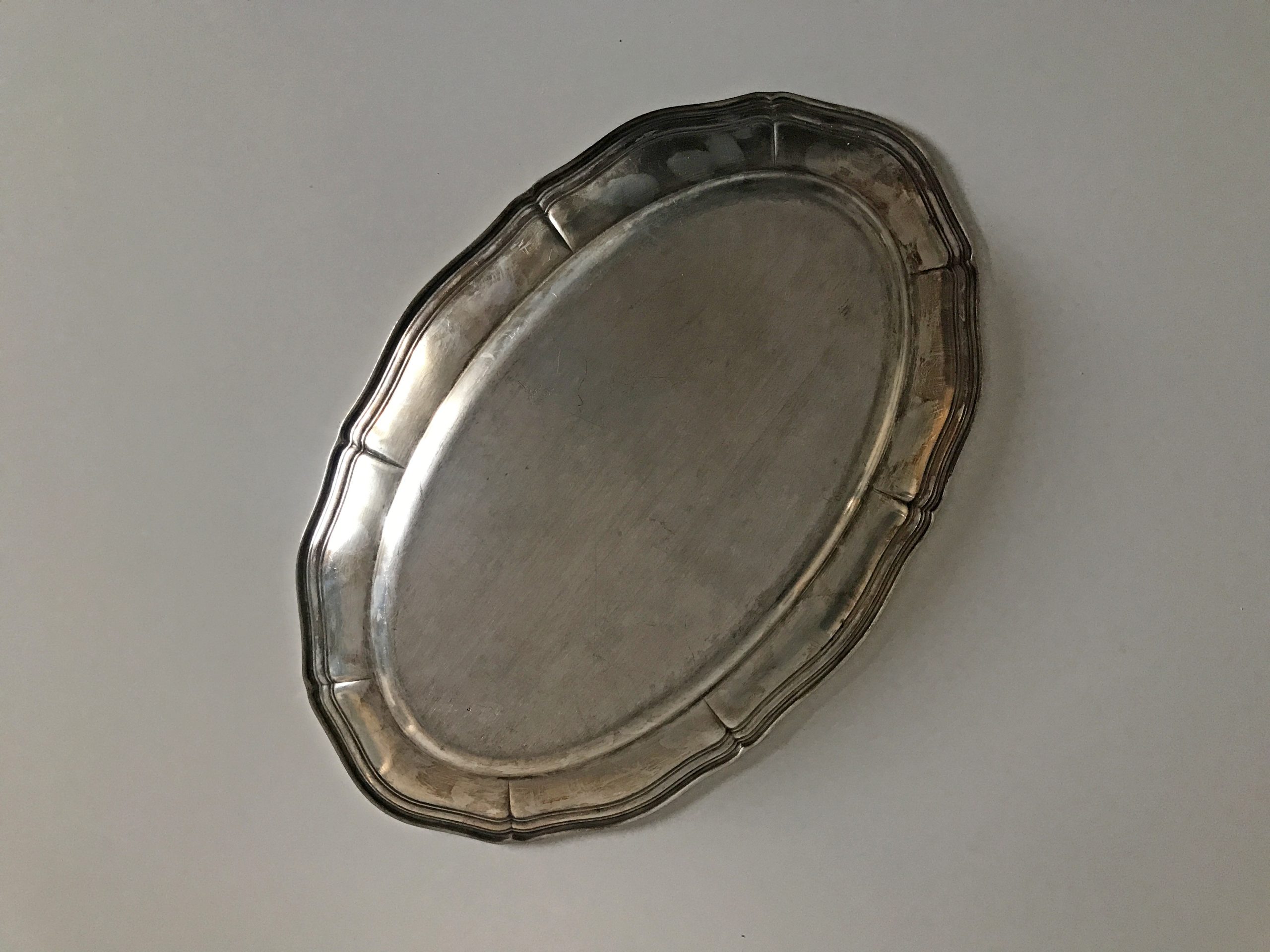 Barokk mintájú, ezüstözött, ovális alpakkatálca (38 x 25,5 cm) - Image 7