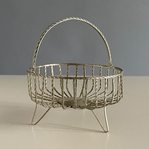 Bonbonier/kínáló tál/tálka/gyümölcsös tál, kisebb, rácsos, füles (14 cm)