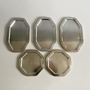 Alpakka tálca készlet, art deco stílusú, szögletes - 5 db (48 és 31 cm)