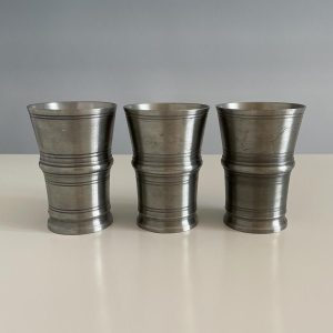 Pohárkészlet, barázdált díszű, nagyobb (3 db), ónból - 11,5 cm