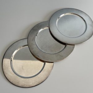 Tányér/tálca, alátéttányér/alaptányér készlet, egyszerűbb formájú, fényes ezüstözött alpakka (31 cm) - 3 db