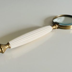 Nagyító - antik jellegű, csonthatású nyéllel rézből (26 cm)