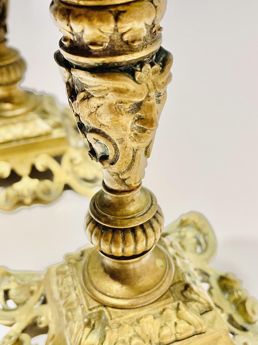 Gyertyatartó pár, réz, barokk jellegű - 20 cm - 2. kép