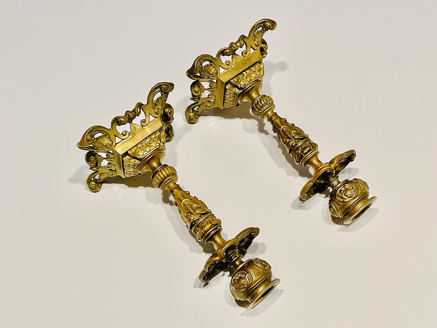 Gyertyatartó pár, réz, barokk jellegű - 20 cm - 4. kép